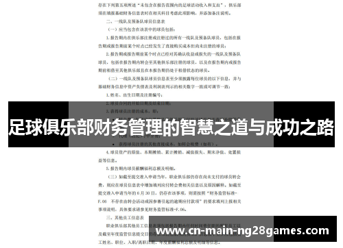 足球俱乐部财务管理的智慧之道与成功之路 足球俱乐部财务管理的智慧之道与成功之路